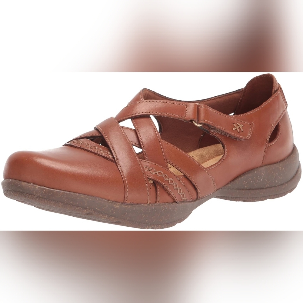 Clarks Roseville Step mary jane Flats shoes Brown Leather Sandals 10 Wide New - Picture 2 of 8